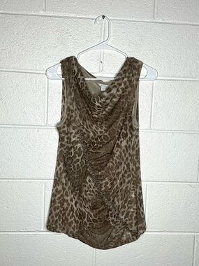 < Y2K New York & Co. Leopard Print Cowl Neck Sleeveless Top >